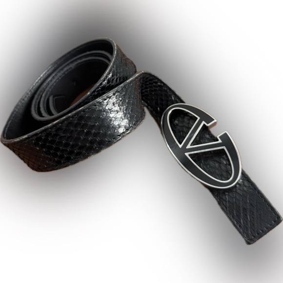 Valentino Garavani Black Snake Leather Belt – Size L